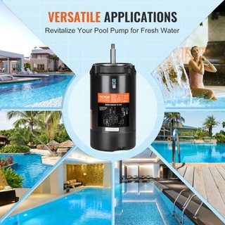 Motor de Bomba de Piscina de 1 HP, Marco 56J, 115V(9.8 Amperios)/230V(4.9 Amperios) 3450 RPM, 60Hz, Factor de Servicio 1.4, Condensador 90μF/250V, Motor de Reemplazo de Flange Redonda de Rotación CCW