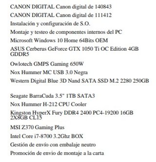 PC GAMING Intel i7-8700 16GB RAM GTX 1050 Ti
