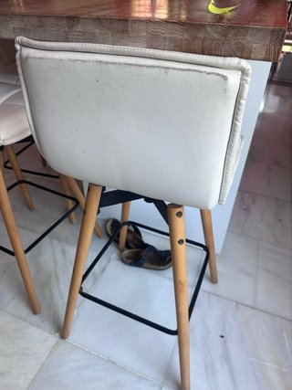 6 Taburetes Cocina Piel Sintética y Madera