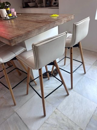 6 Taburetes Cocina Piel Sintética y Madera