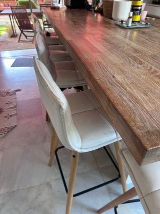 6 Taburetes Cocina Piel Sintética y Madera