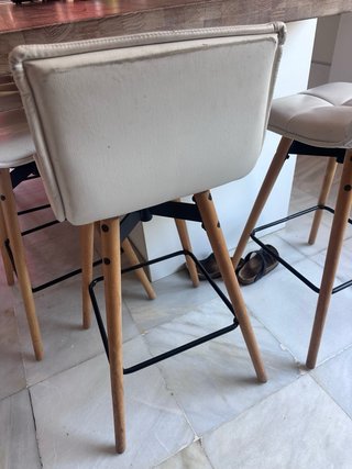 6 Taburetes Cocina Piel Sintética y Madera