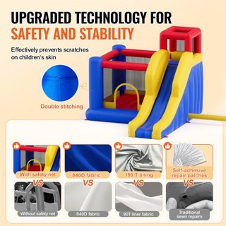 Castillo Inflable, Trampolín de Juego de Alta Calidad para Exterior, Saltador con Ventilador, Tobogán y Bolsa de Almacenamiento, Castillo Saltarín Familiar para el Jardín, para Niños de 3 a 8 Años...