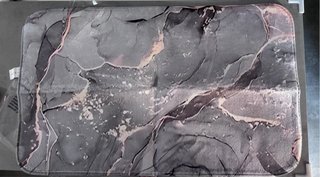 Alfombra baño poliéster gris y rosa