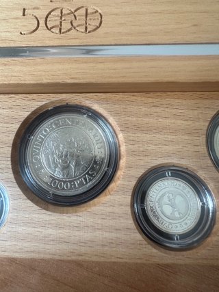 Estuche Monedas plata V Centenario América 1989