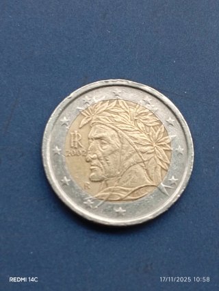Moneda 2 Euros Italia 2002 Error 11 Estrellas