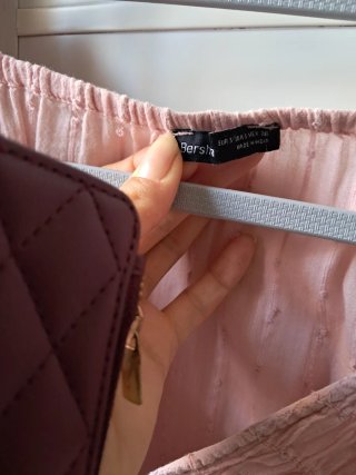 Top crop Boho rosa