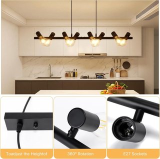 VIVALET Lámpara 8 luces E27 Altura Giro 350° Negro