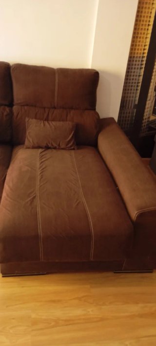 Sofá Chaiselongue Marrón Tela