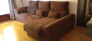 Sofá Chaiselongue Marrón Tela