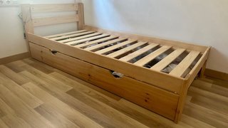 Cama individual madera 90x190 con 1 cajón