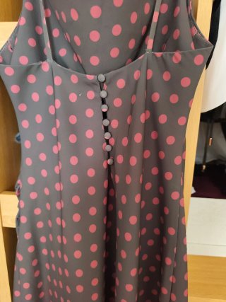 Vestido midi lunares marrón y rosa