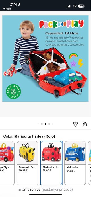 Maleta infantil Trunki mariquita