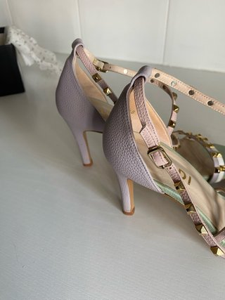 Sandalias Lodi Tacon Talla 38 Verde y Rosa