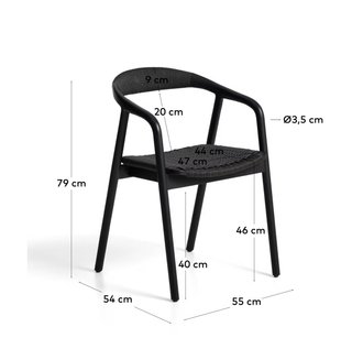 Sedia Kave Home Derile Rovere Nero