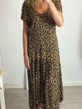 Vestido midi Zara estampado leopardo Talla S