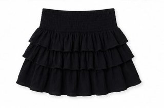 Falda corta volantes Bershka negra