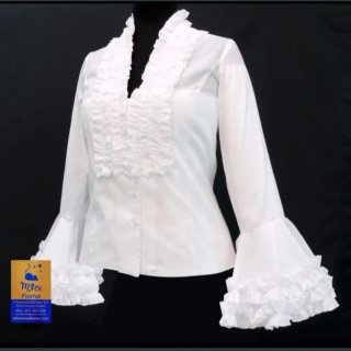 Camisa flamenca Josefa blanca tallas de 36 a 46.