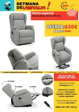 Butaca Relax Power-Lift Gris