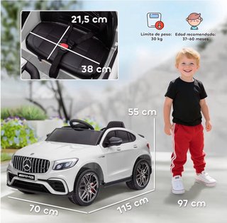 Coche eléctrico infantil blanco.