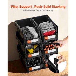 Contenitori impilabili in plastica, 37,7 x 21,5 x