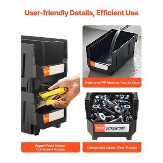 Contenitori impilabili in plastica, 37,7 x 21,5 x