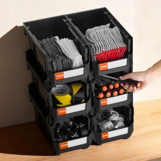 Contenitori impilabili in plastica, 37,7 x 21,5 x