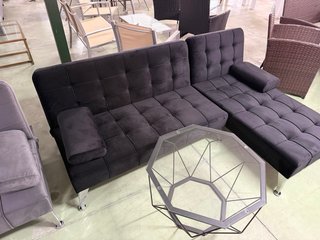 Sofá Cama Chaise Longue Negro Terciopelo