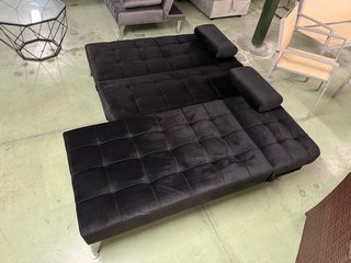 Sofá Cama Chaise Longue Negro Terciopelo