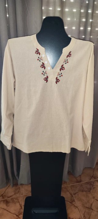 Camisa hombre Henley Beige Talla L/XL