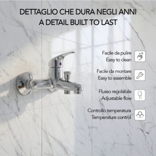Rubinetto Miscelatore Cromato per Vasca da Bagno