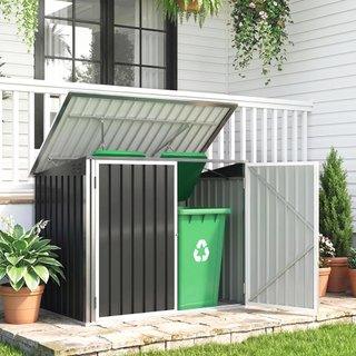 Capanno Giardino Organizer Spazzatura Grigio Scuro