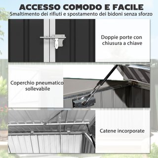 Capanno Giardino Organizer Spazzatura Grigio Scuro