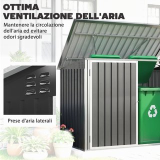 Capanno Giardino Organizer Spazzatura Grigio Scuro