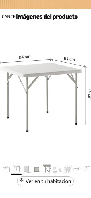 Mesa plegable de metal y plástico