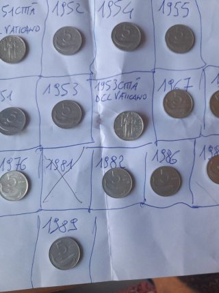 17monete da 5 Lire di varie date
