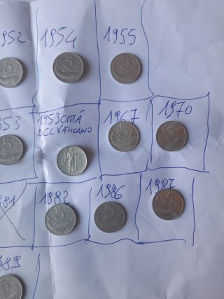17monete da 5 Lire di varie date