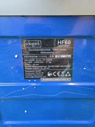 Scheppach HF60 Fresadora Mesa 230V 1500W