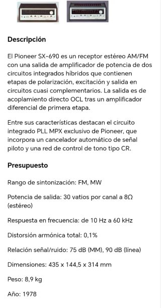 Amplificador HIFI Pioneer SX-690