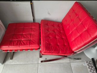Sillón estilo Barcelona rojo piel