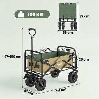 Carrello da Giardino 110L con Maniglia Telescopica