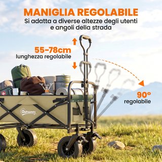 Carrello da Giardino 110L con Maniglia Telescopica
