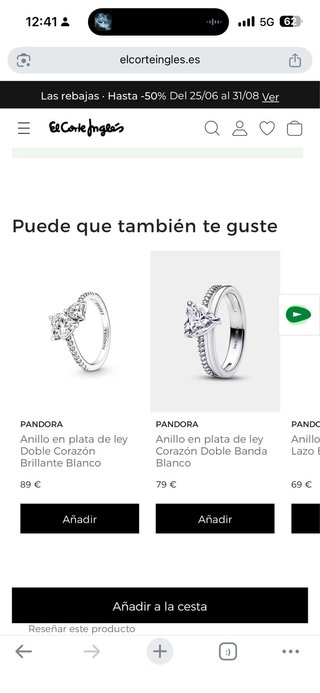 Anillo Pandora Dos Corazones Plata