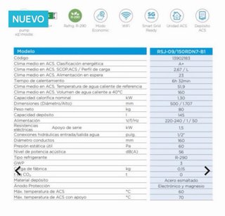Aerotermo Midea 150L RSJ-09/150RDN7-B1