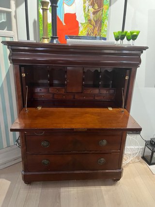 Scrivano segreteria in legno massello con coperchio ribaltabile