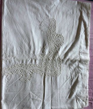 Lenzuola matrimoniali con 2 federe ricamo tombolo