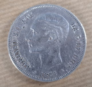 Moneda 5 pesetas en plata, España 1878, * 78 DE M
