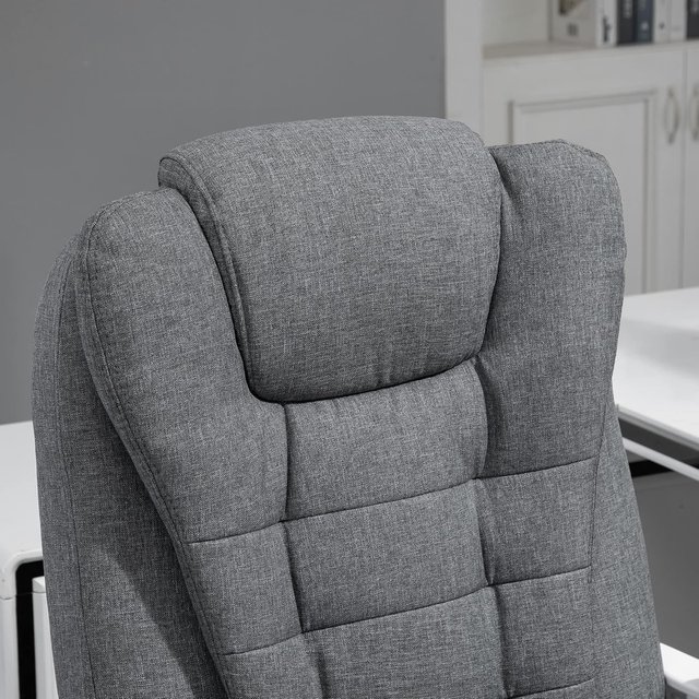 Silla De Oficina Ergonómica Reclinable Con Reposapiés Retráctil, Sillón De Oficina Giratorio Con Altura Ajustable, Respaldo Alto Y Apoyabrazos, En Tela, Gris