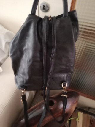 Borsa donna ecopelle nera multi tasche