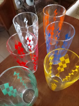 Set 6 Bicchieri Vintage Fantasia Geometrica
